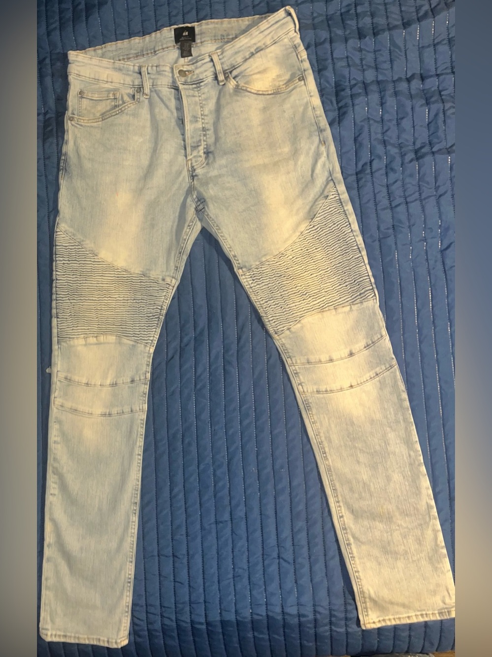 H&M Light Blue Skinny Moto Jeans